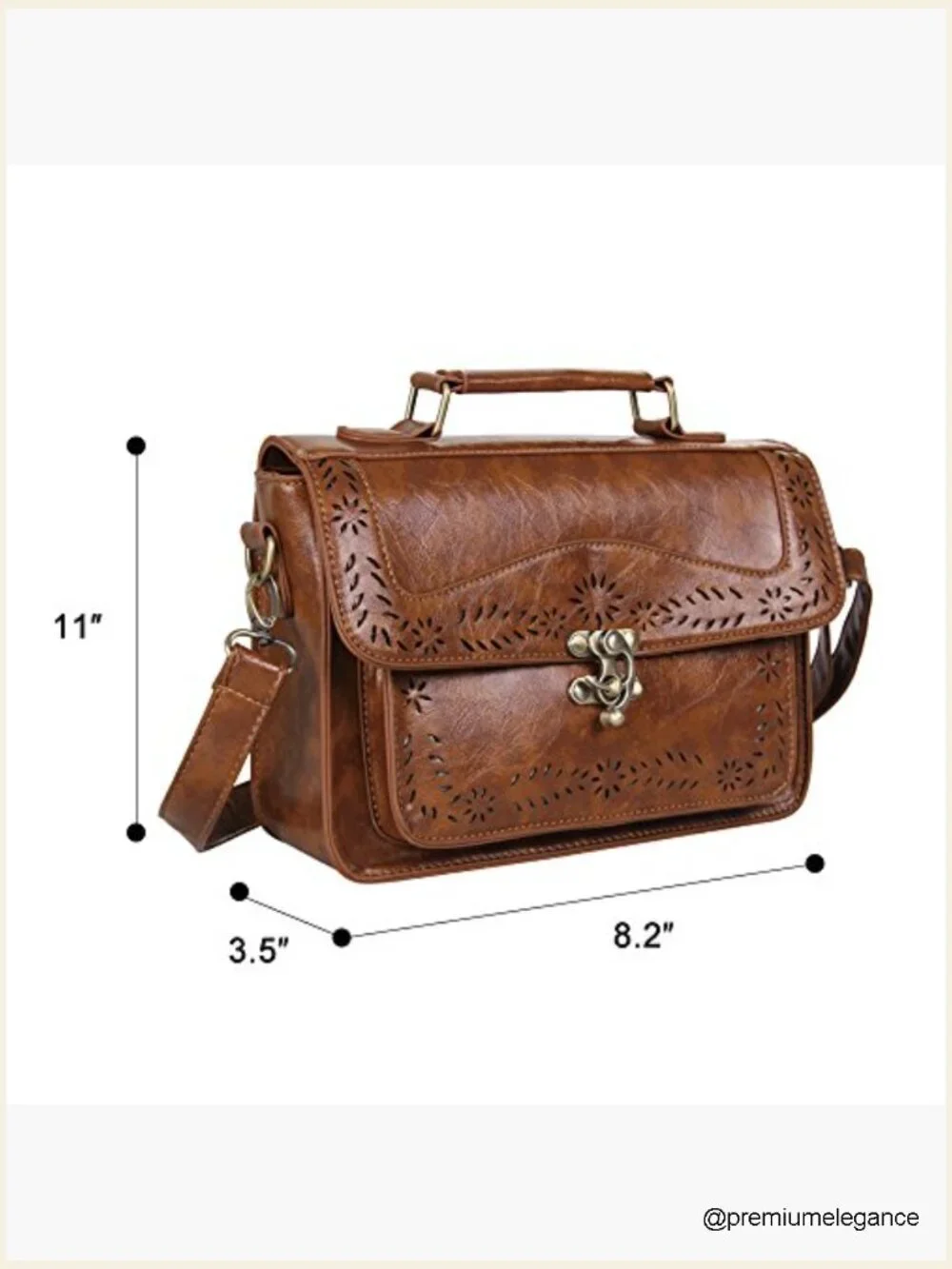Vintage PU Leather Satchel Crossbody Bag Work Messenger Purse